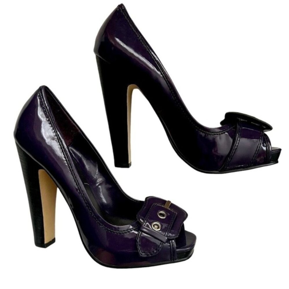 NEW!!! Wild Pair Purple Patent Peep Toe Block Heels Size 7